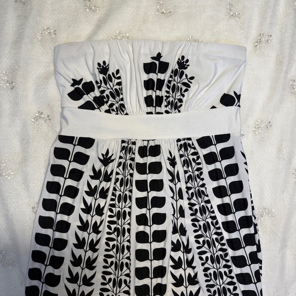 Vintage Y2K B. Moss Black & White Patterned Tie-Back Tube Top – Size Small - Picture 2 of 5